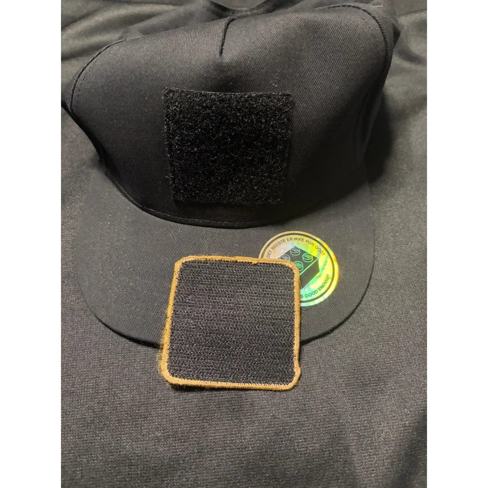 LEGO Black Snapback Hat Crown Velcro Patch Interchangeable Brick Pattern Brim